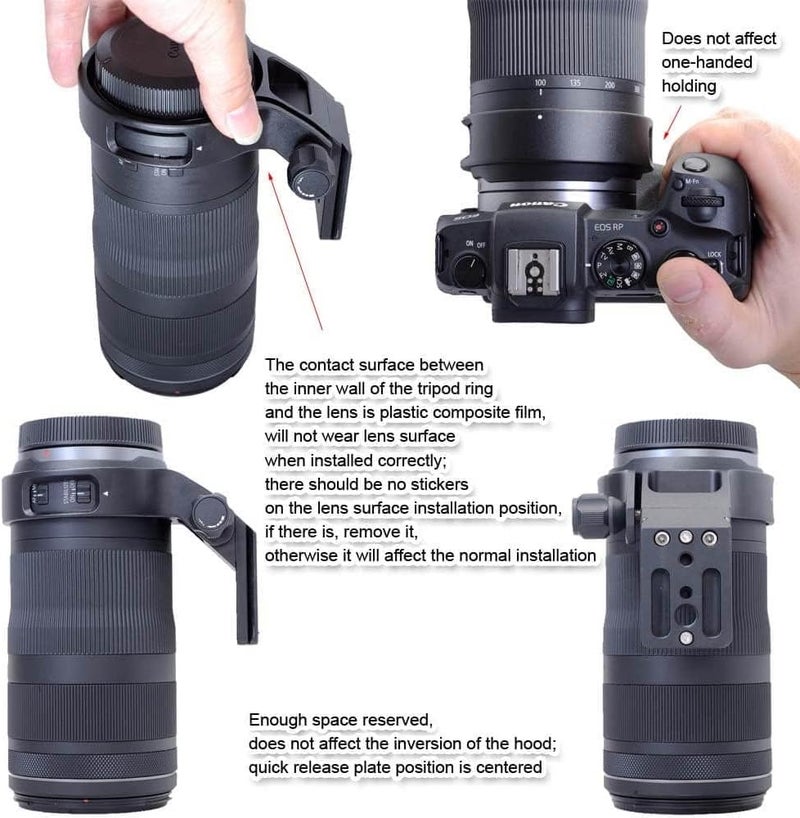 iShoot Metal Tripod Mount Ring Lens Collar Compatible with Canon RF 100-400mm f/5.6-8 is USM, Lens Support Holder Bracket Bottom is Arca-Swiss Fit Quick Release Plate Dovetail Groove - Image 4